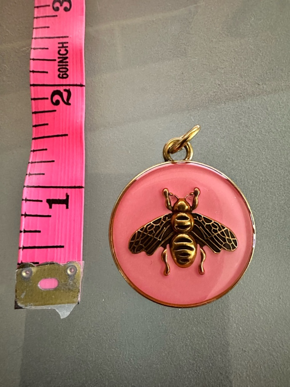 Gucci Bee Pink & Gold Round Logo Charm with Bail